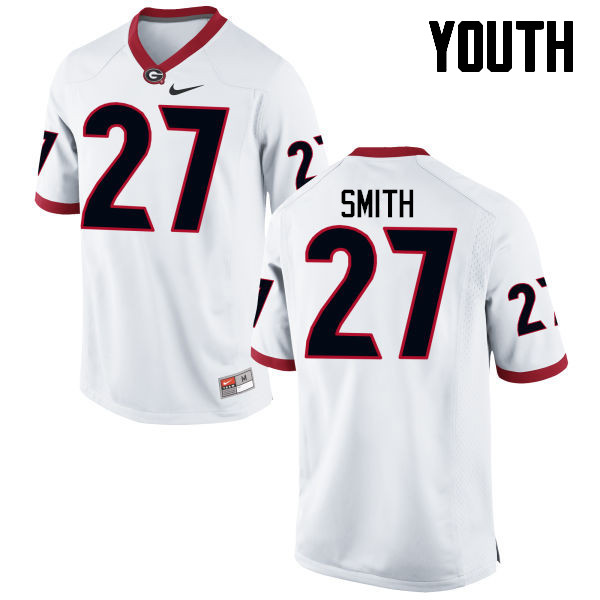 Youth Georgia Bulldogs #27 KJ Smith College Football Jerseys-White - Click Image to Close